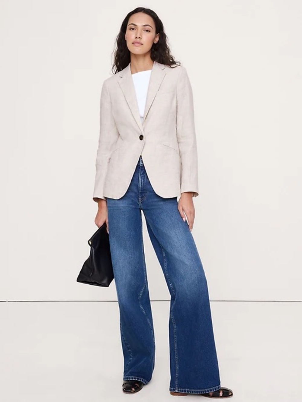 Banana Republic Herringbone Single-Button Rayon Blazer
